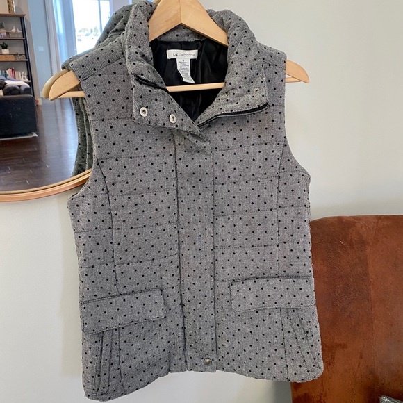 Liz Claiborne Wool Blend Polkadot Puffer Vest - Picture 1 of 5